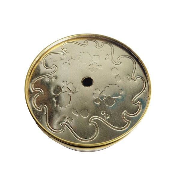 Vintage Round Biscuit Tin Embossed Floral Pattern 6.5” 1960's England - Picture 8 of 12